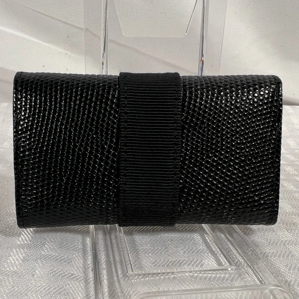 Salvatore Ferragamo Vara Black Lizard Embossed Leather Key Case
